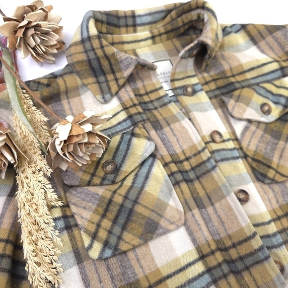 Bagatelle Collection Green Beige Plaid Cropped Jacket Sz S - Picture 5 of 13